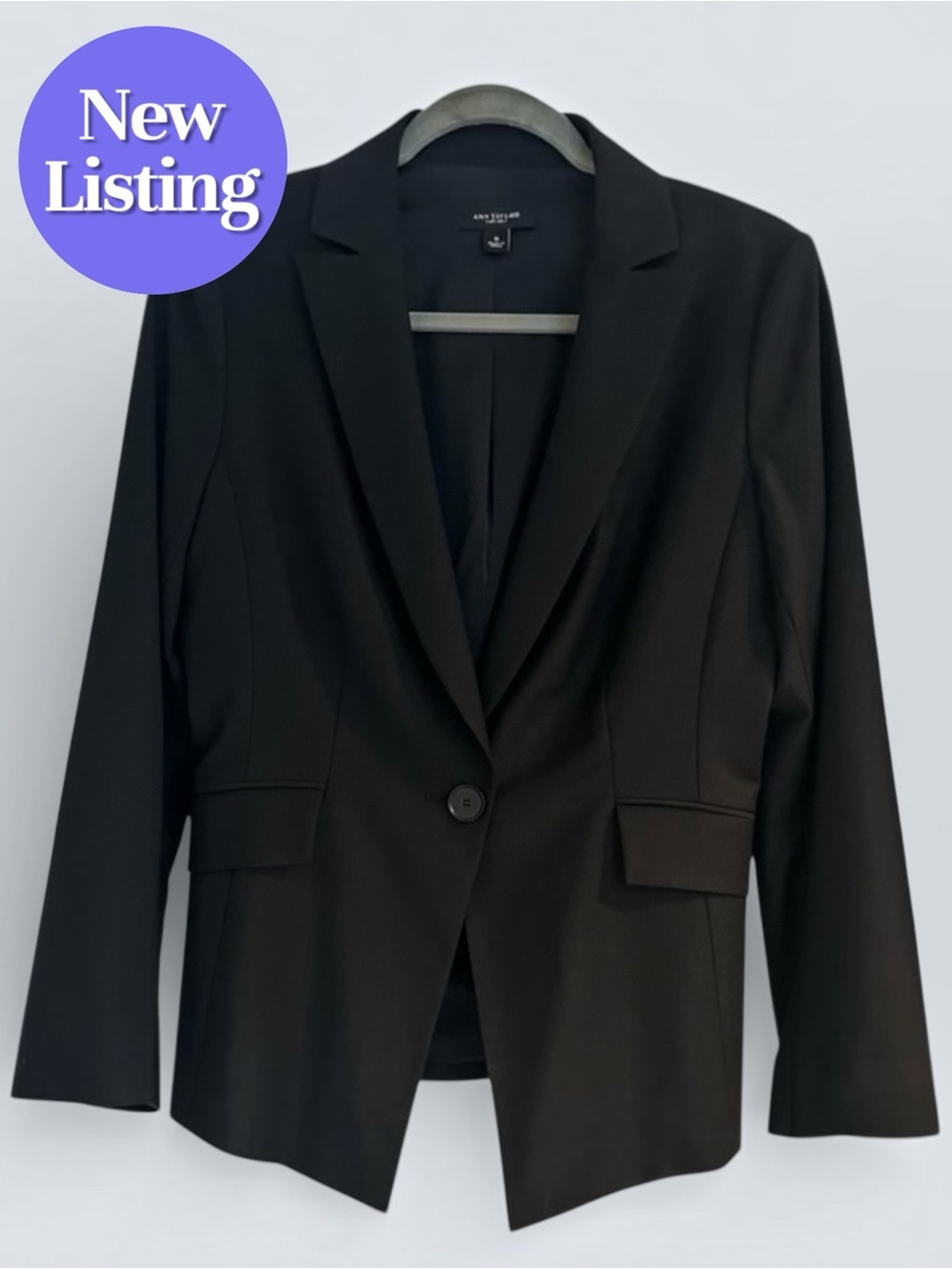 🍁Ann Taylor Classic Single Button Jacket. Black. Size 8.